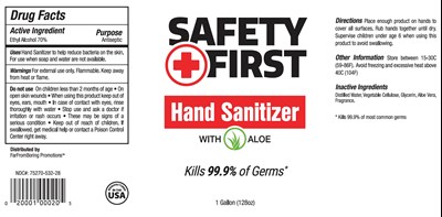 128 Oz Label (Safety First Label 128oz)